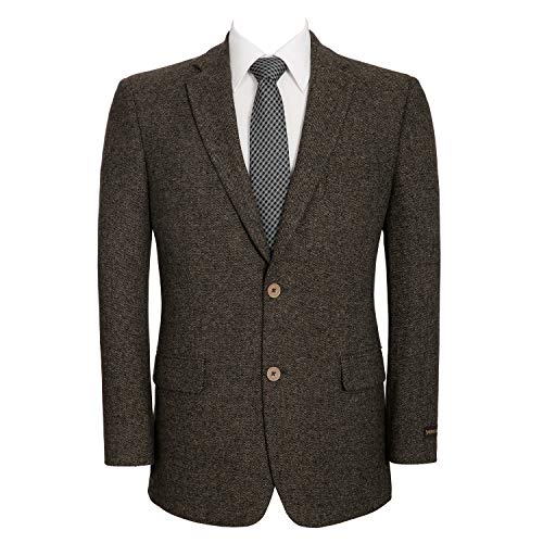 Pio Lorenzo Men's Modern Suit Jacket Wool Blend Sport Coat Classic Fit Blazer Brown