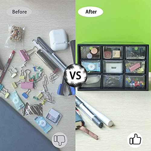 Image of 9 Grid Mini Plastic Acrylic Multipurpose Drawer Storage Box (BLACK)