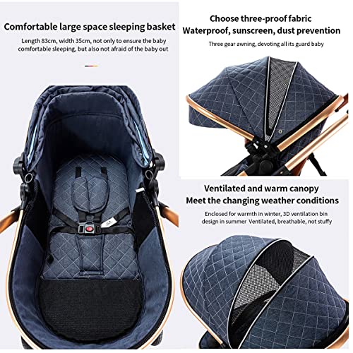TXTC Luxe kinderwagen, slaap- en zitmodus 3 in 1 kinderwagen peuter wiegwagen met stoelcombinatie, verstelbare… - Afbeelding 5