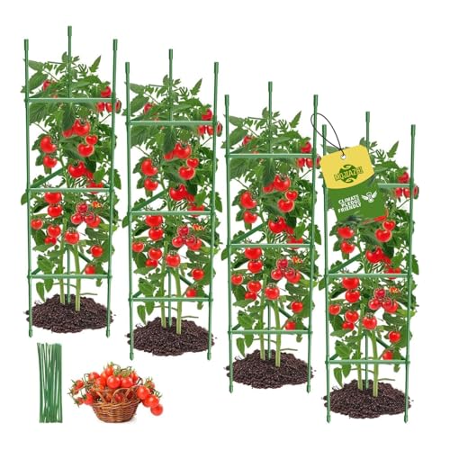 4PCS Tomato Cages for Garden, Tomato Trellis for Raised Garden Bed, 51.2' Tall Cage Plant Support for...