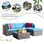 Devoko 5 Pieces Patio Furniture Sets All Weather Outdoor Sectional Patio Sofa Manual Weaving Wicker Rattan Patio Seating Sofas with Cushion and Glass Table (Blue)