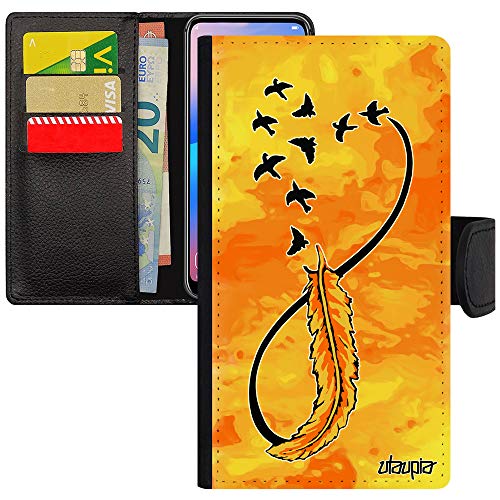 Coque iPhone SE 2020 protection simili cuir jaune plume porte-cartes