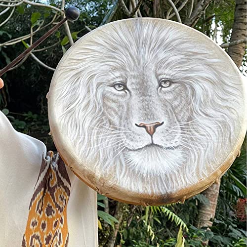 Tambor espiritual hecho a mano LIOONS con león miniatura 6