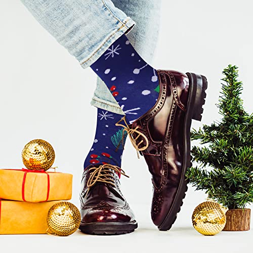 Toes Home Christmas Novelty Funny Socks Mens, 6 Pairs Funky Casual Cotton Socks Fun Patterned Calf Xmas Socks for Men - Image 8