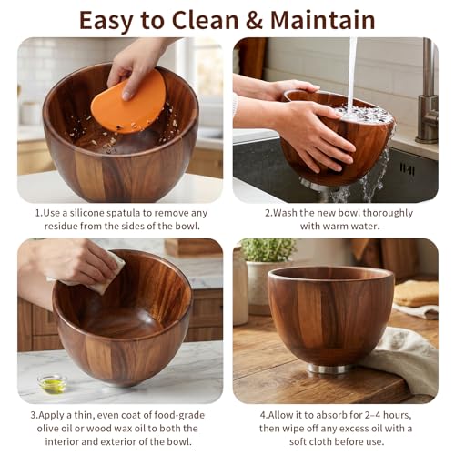 Tazón de Madera 5 QT para Batidora con Base de Acero Inoxidable miniatura 5