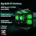 Computer Desktop PC AMD Ryzen 7 5700G Up to 4.6GHz Prebuilt PC 16G RAM DDR4 1TB M.2 SSD ARGB Fan Computer Tower - Image 2