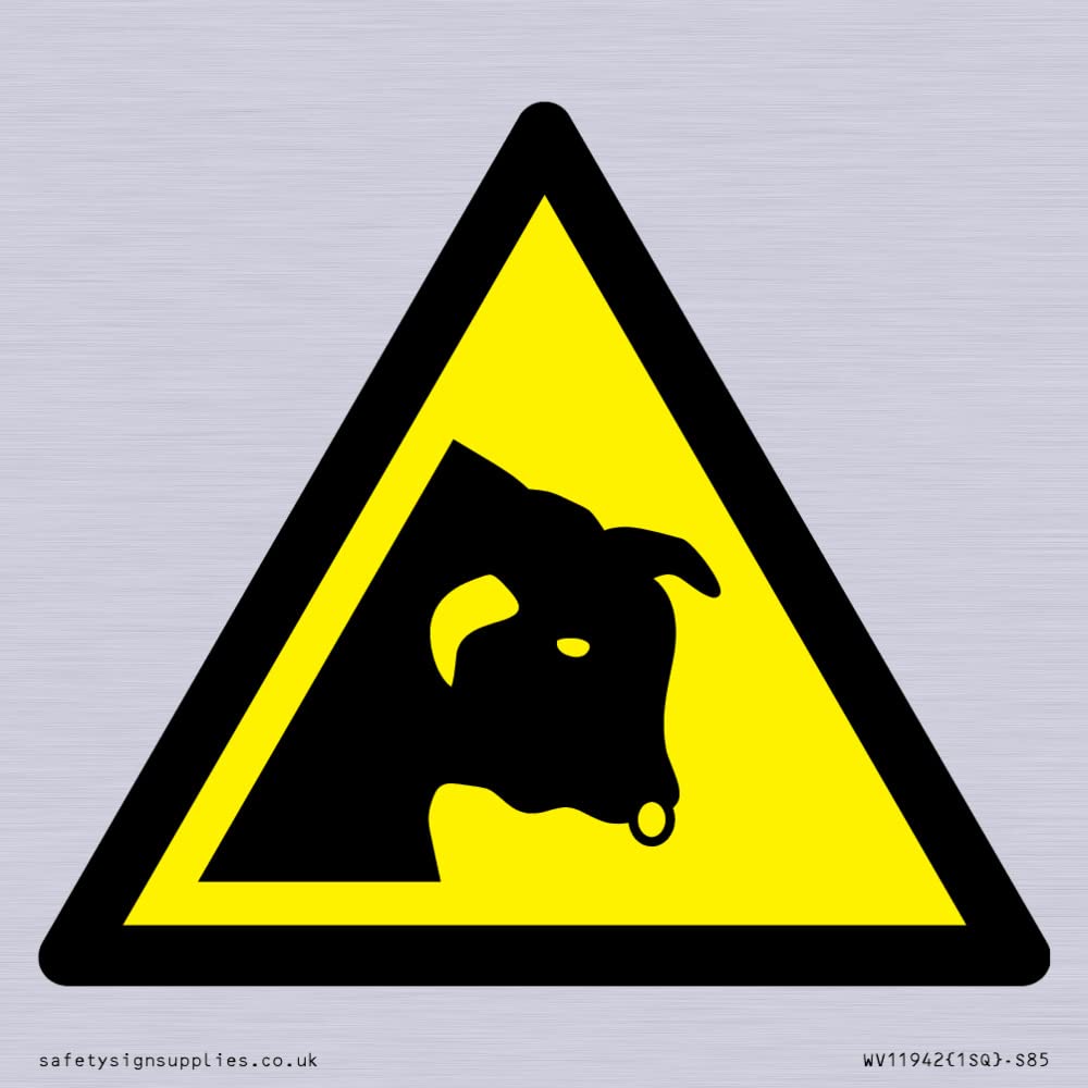 W034 Warning: Bull Sign - 85x85mm - S85