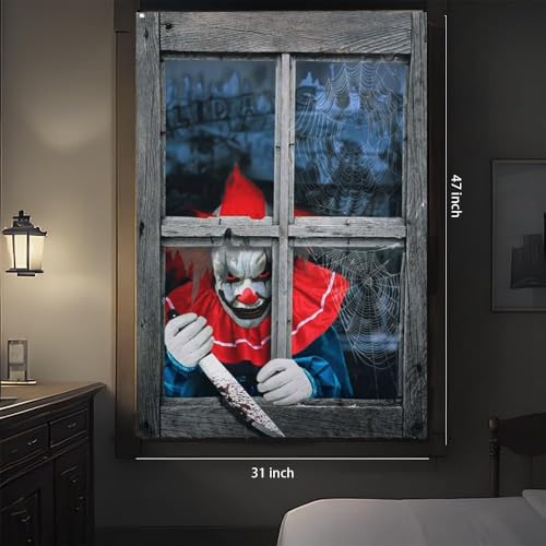 Doeean Halloween Window Skeleton Curtain - Outside Outdoor Indoor Female Ghost Decor Screen - Party Witch Decorations