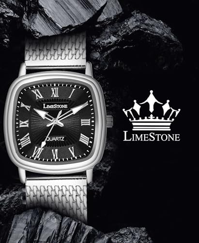 Image of LIMESTONE Classic Series Men Analog Watch - Stainless Steel Mesh Strap with Elegant Dial & Roman Numerals | Quartz Wristwatch for Casual & Formal Wear