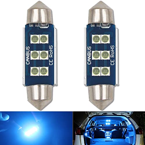 HSUN Lot de 2 ampoules LED navette C5 W de 39 mm, 12 V-14 V Canbus sans erreur avec puce 6 LED SMD3030 pour intérieur de voiture, plafonnier, lecture, carte, coffre, etc. Bleu glacier