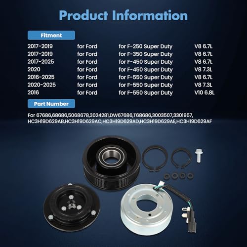 Image of ECCPP AC Clutch 2017-2019 for Ford for F-250 for F-350 Super Duty 6.7L