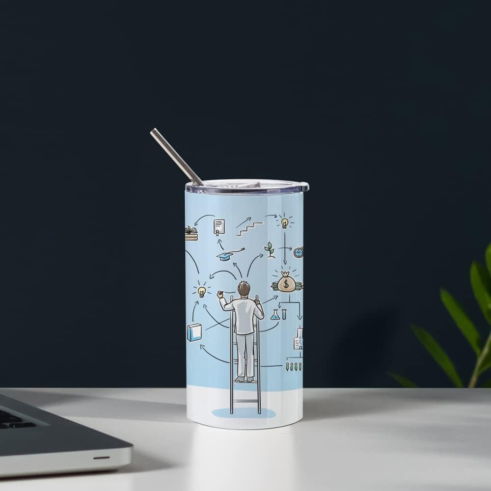 PYD Life Sublimation Blanks Tumbler Straight Fatty 20 OZ White Stainless Steel Tumbler Cups with Lid and Metal Straw for Cricut Mug Press Machine Sublimation Print 4 Pack