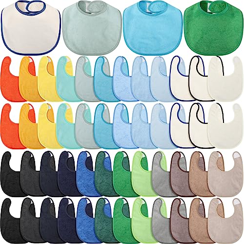 Image of Mixweer 48 Pcs Baby Bibs Newborn Infant Drooling Cotton Teething Bibs with Hook&Loop Baby Shower Gifts for Girls Boys(Multi Colors)