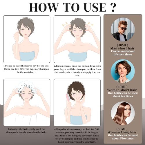 Dark Brown Hair Dye Shampoo for Gray Hair, Instant Natural Hair Color Shampoo for Women & Man, 3-In-1 & Semi-Permanent, Herbal Ingredients & Ammonia-Free, Fast Acting and Long Lasting, 500ml - Image 6