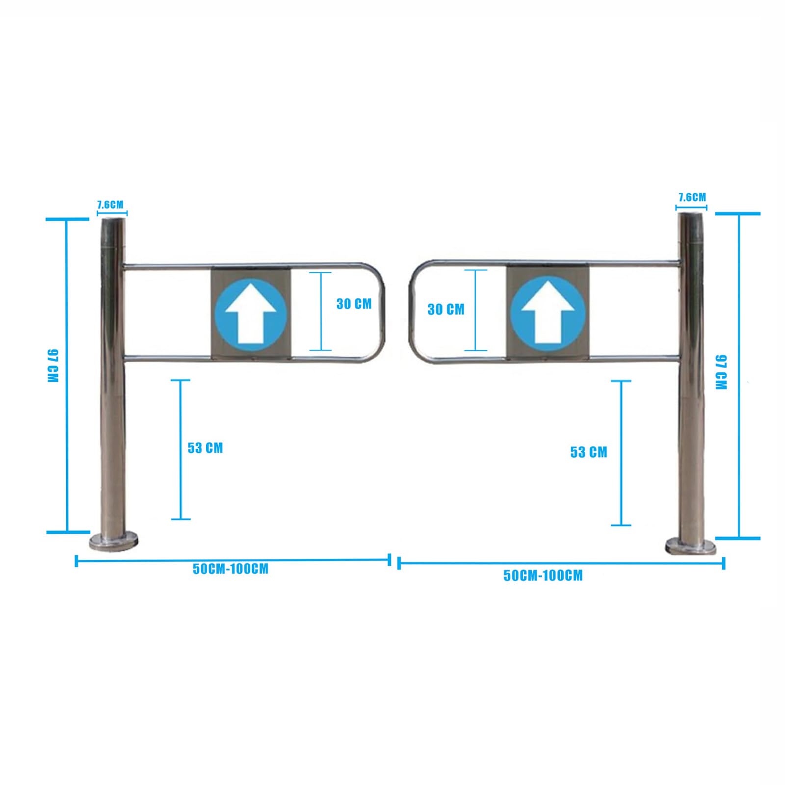 Puerta batiente Industrial - Puerta de Entrada de Seguridad bidireccional para supermercados y almacenes, Control de Acceso de Acero Inoxidable para bibliotecas y Tiendas