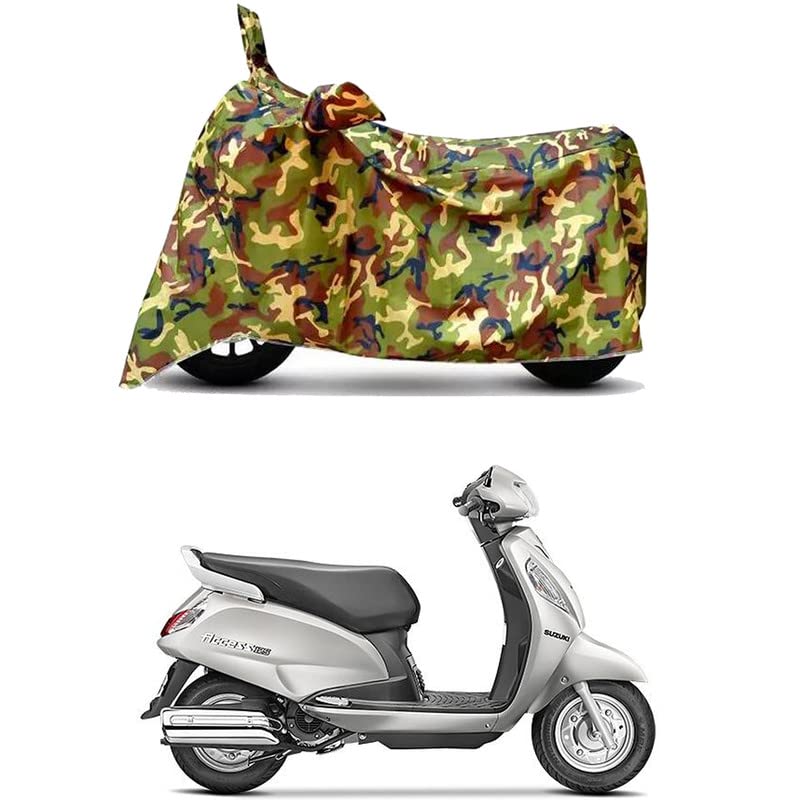 Image of Waterproof 100% PVC Coated Bike Scooty Two Wheeler Body Cover Compatible for Suzuki Access 125 Old /UV-Rays /Heat Protection /Birds Dropping /Scratchproof /Dust Proof [6X6 Jungle Print]