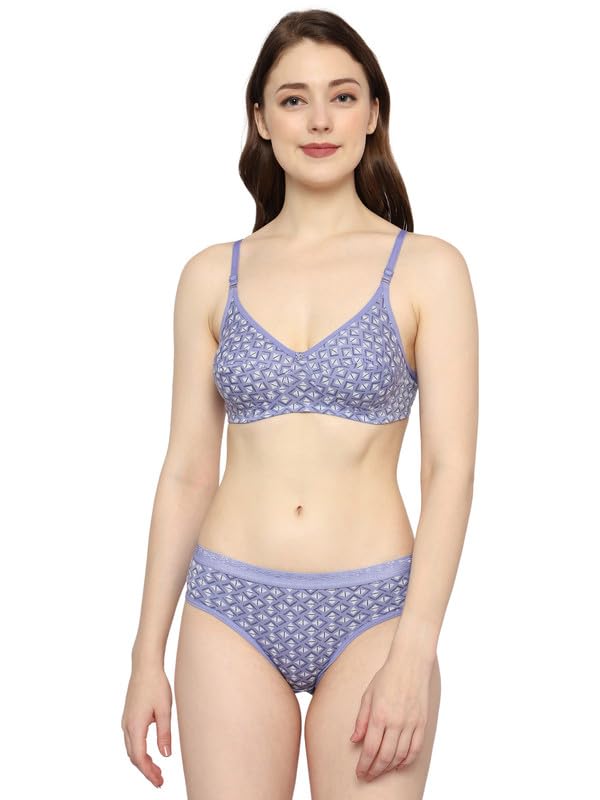 Women's Non Padded Super Comfort Feel Bra Panty Set - Bra with Adjustable Straps - Pack of 1 Multicolor (Size : 30-40)-picture-44