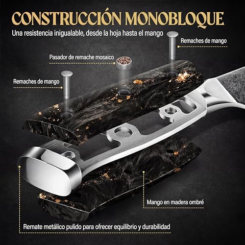 Miniatura 4 de Mikoro Cuchillo Santoku Japonés De 18 Cm - Acero De Damasco De 67 Capas Con Alto Contenido De Carbono - Cuchillo De Cocina Profesional Ultra Afilado - Mango Ergonómico - Para Carne, Pescado Y Verduras