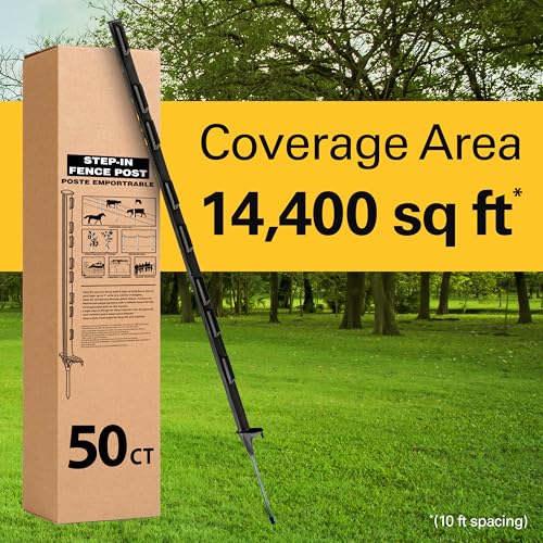 Zareba A-48B 4-Foot Electric Fence Posts - 50 Pack for Fence System - Sturdy Black Garden Stakes that are Easy to Install - Thumbnail 2