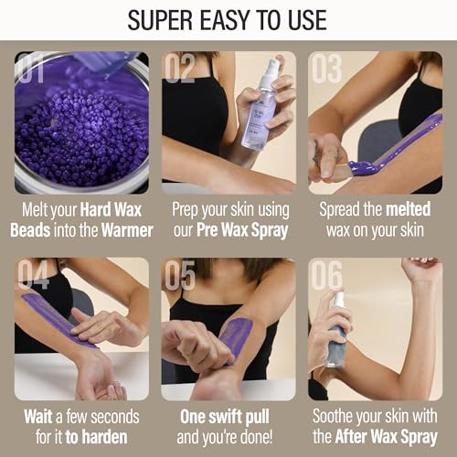 Image of Tress Wellness Award Winning Waxing Kit for Sensitive Skin - Safe for Face & Skin, Easy to Use - At-Home Kit for Face, Bikini, Brazilian & Full Body - Digital Display, Beige