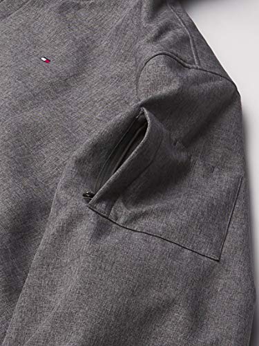 Image of Tommy Hilfiger Men's Soft Shell Fashion Bomber With Contrast Bib and Hood