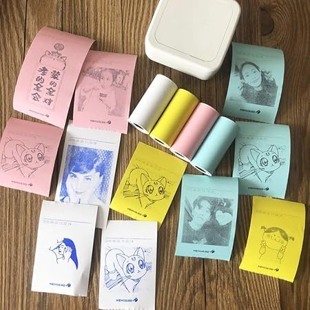 Image of Thermal Paper Rolls, 9 Rolls (3 White + 6 Colored), 57mm x 25mm, 7mtr, Inkless, HD Quality for Mini Printers