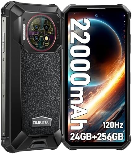 OUKITEL WP56 Téléphone Incassable 5G – 16000 MAh, Lampe 1000LM, 108MP, IP68/69K, Android 15 (36Go+512Go)