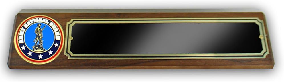 Customizable Army National Guard Desk Block Genuine Walnut, Includes Personalization