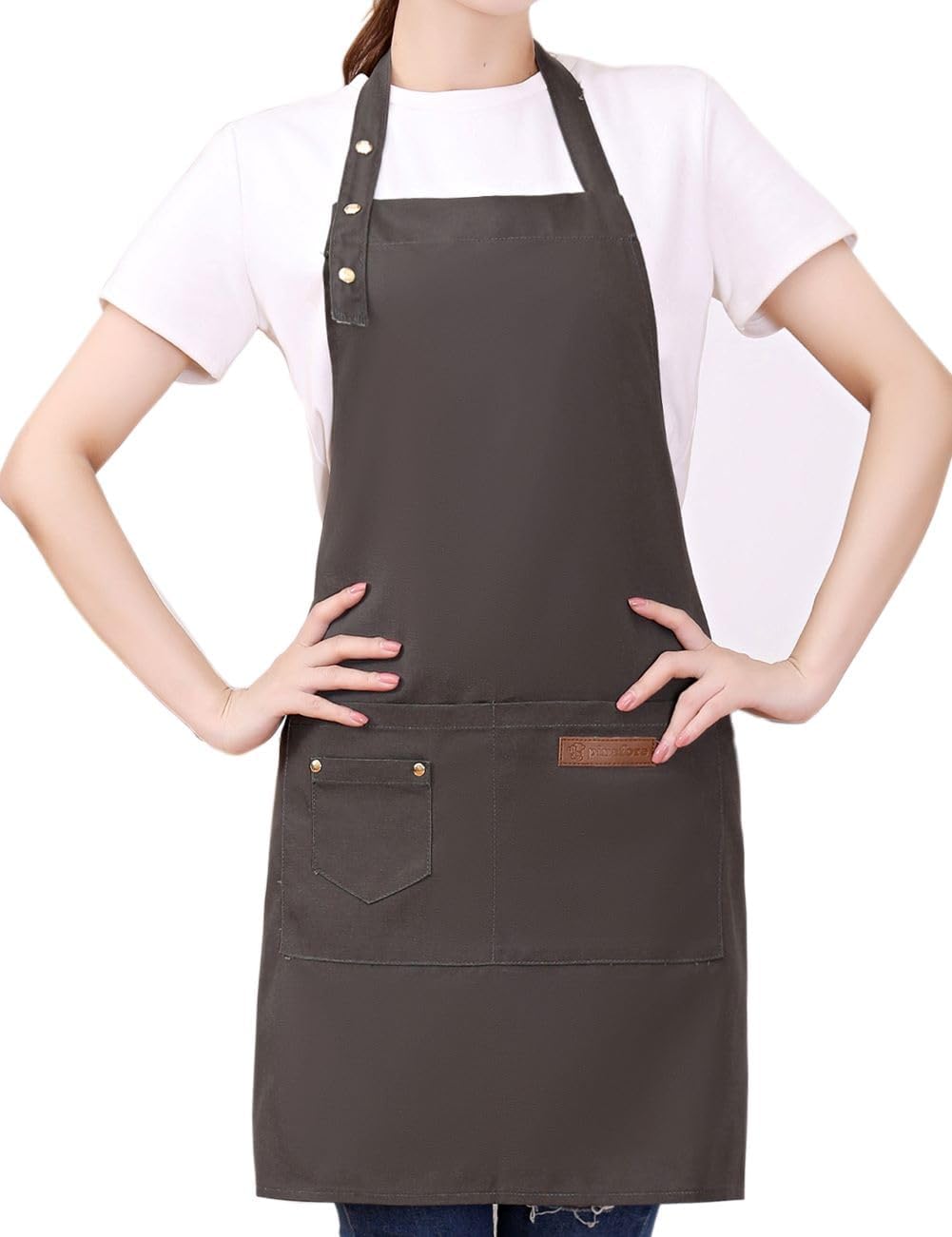 Kitchen Cooking Apron for Women Men with Big Pockets Canvas Waterproof Aprons for Server Pottery Artist Chef Apron