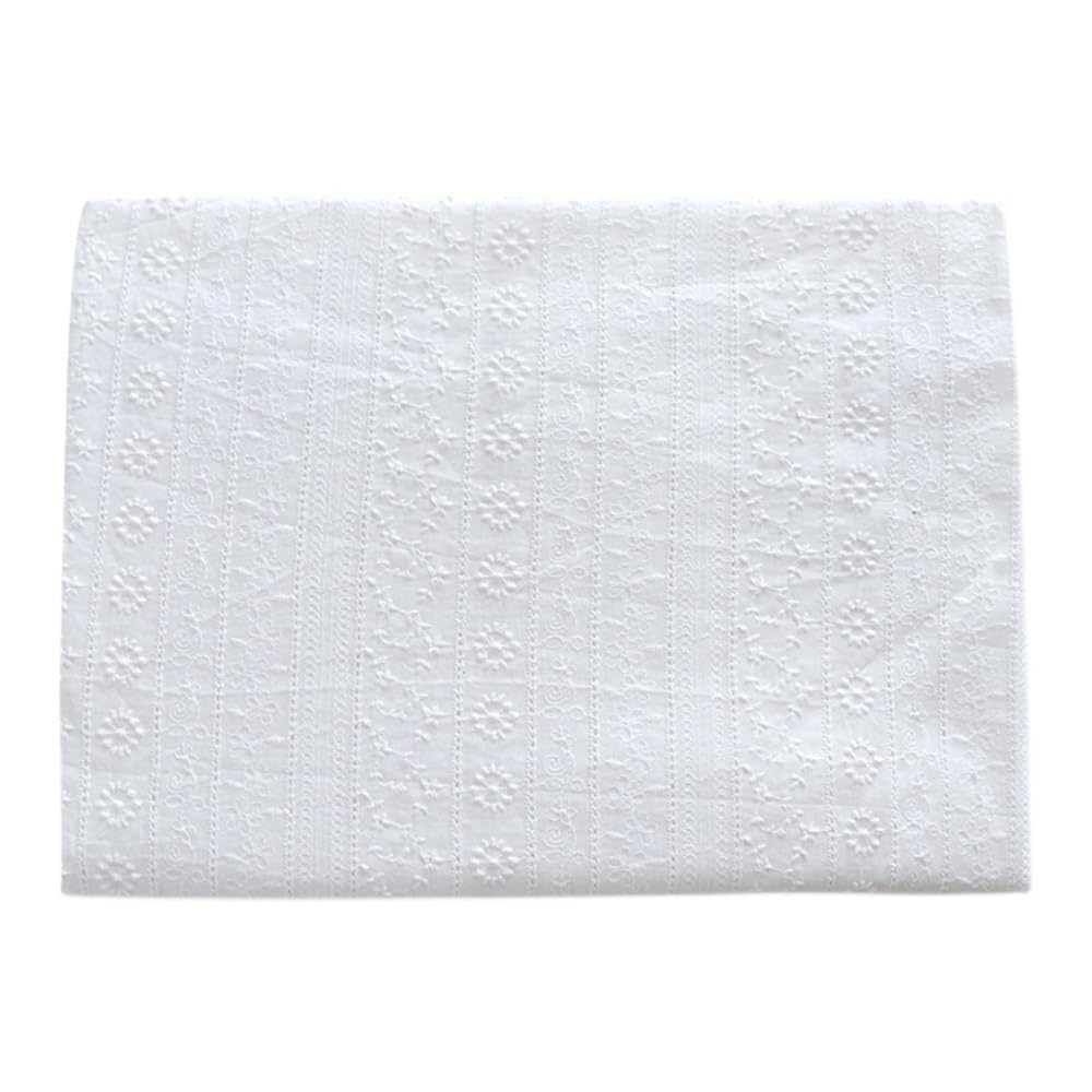 Tissu 100 % pur coton brodé doux et fin 125 cm de large pour rideau/vêtements Blanc