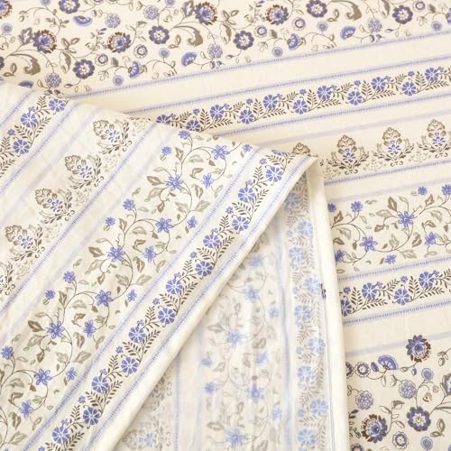 Image of Story@Home King Size Bedsheet | Air Cotton Flatsheet King Size with Two Pillow Covers| 240 TC | Super Soft Bed Sheet for King Size Bed | Floral Design (270 x 250 cm, White & Blue)