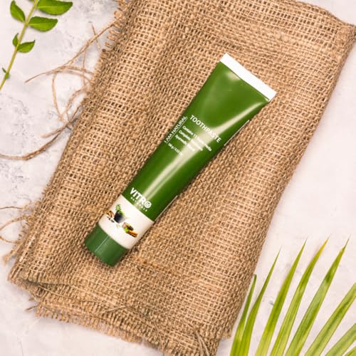 Image of Vitro Ayurvedic Herbal Toothpaste | Fresh Breath That Lasts All Day | With Clove, Cinnamon, Badi Elaichi and more | Fluoride Free | 100g