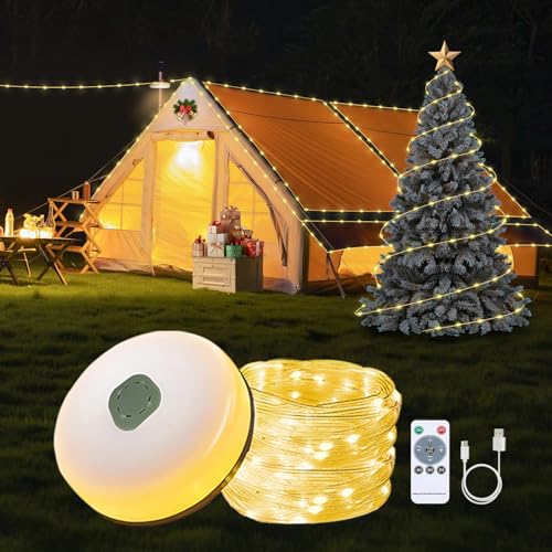 sinzau Christmas & Halloween Decorations Lights: 10m Indoor-Outdoor Waterproof Warm White Fairy Lights with Remote 9 Modes for Families with Young Kids - Light up Tree and Outdoor
