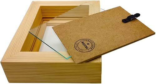 Miniatura 7 de Marcos de fotos de tamaño cartera para fotos de 2.5 x 3.5 pulgadas con cristal de alta definición frontal de madera maciza borde natural para mesa