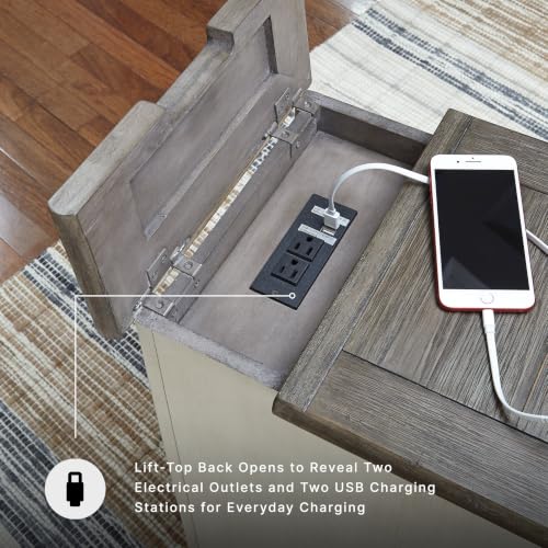 Image of Signature Design by Ashley Bolanburg Farmhouse End Table with USB & Outlets