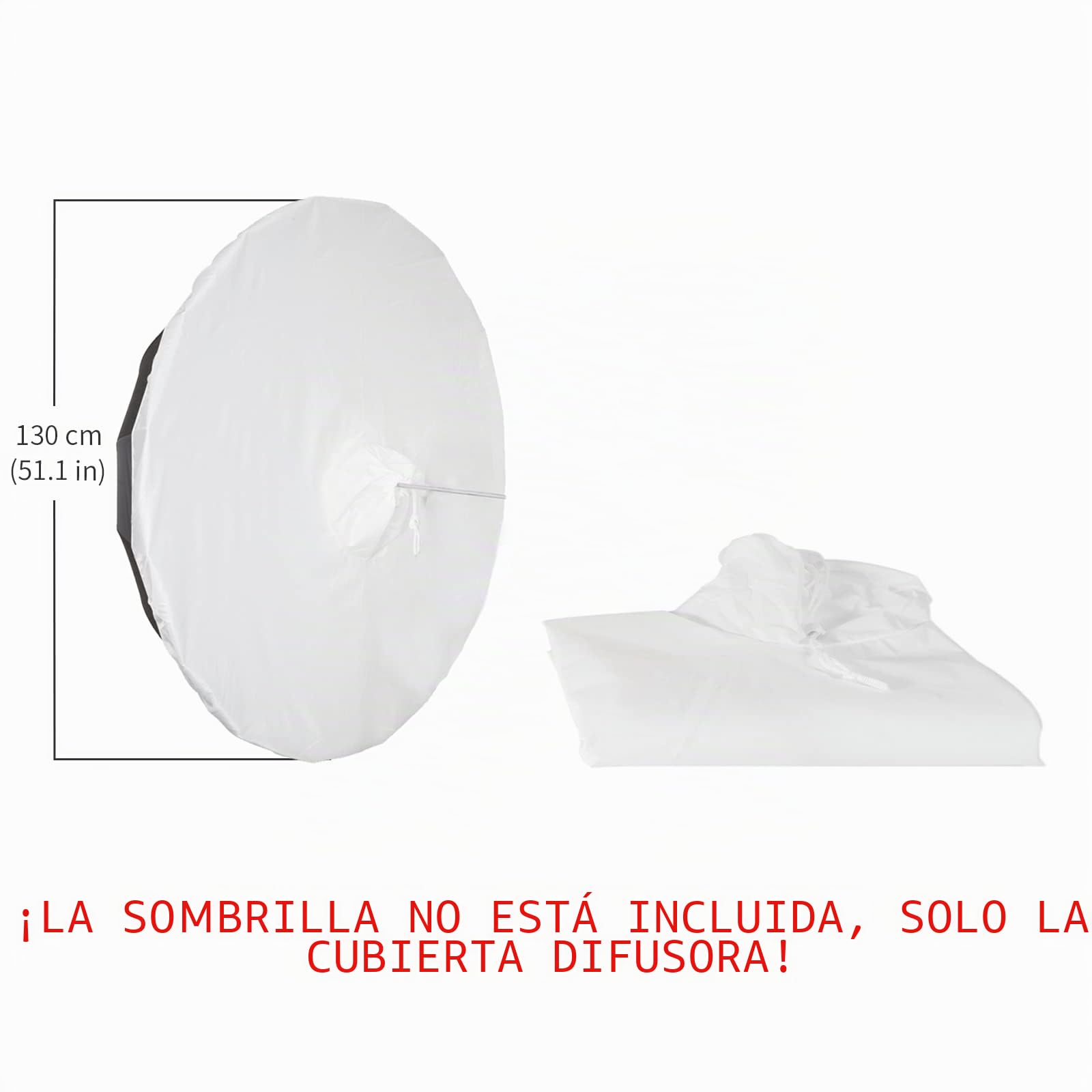 Selens 130CM Difusor de Paraguas de Estudio de Fotografía Profesional Paño de Luz Suave Umbrella Diffuser Soft Light Cloth para 16 Varillas Negro/Plata Paraguas de Iluminación Reflectante Parabólico