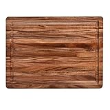 Acacia Wood Cutting Board with Juice Grooves(16' x 12' )- Wooden Chopping Board for Meat, Vegetables, Fruit & Cheese
