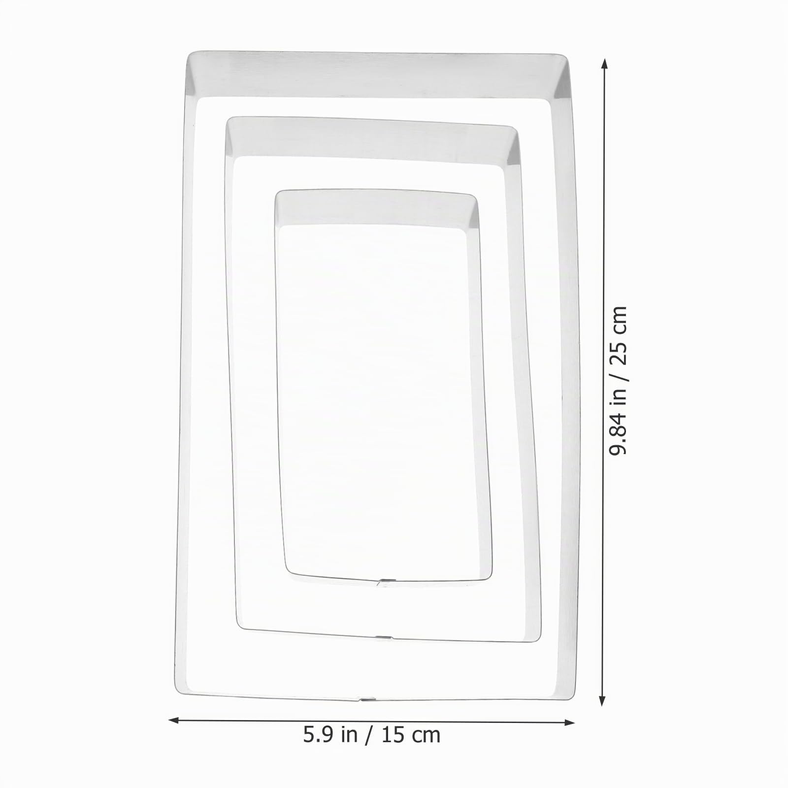 Cabilock Ensemble De 3 Moules Rectangulaires En Acier Inoxydable 9.84X5.91X1.77 Pouces Pour Gâteau Tiramisu Mousse Fromage Outil De Cuisine Réutilisable