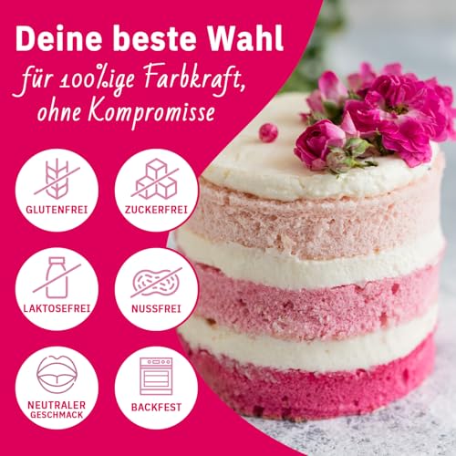 Lime & Joy Pink Lebensmittelfarbe flüssig (30 ml) – Lebensmittelfarben für Backen, Fondant, Schokolade, Getränke, Torten & Ostereier Farbe – Essbare Lebensmittel Farben, Vegan & intensiv