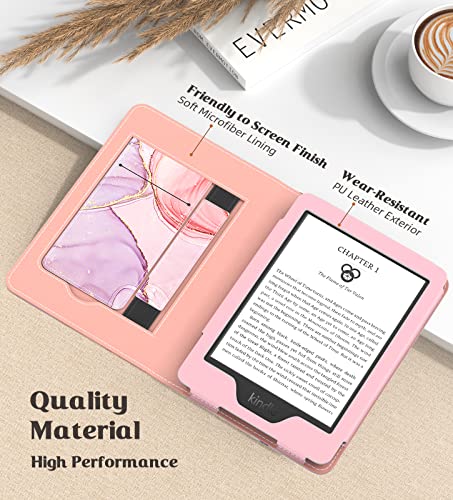 Image of MoKo Case for 7 inch /6.8 inch Kindle Paperwhite(12th /11th Gen-2024 /2021) & Colorsoft Signature Edition,Slim PU Shell Cover Case with Auto-Wake /Sleep,Not for kobo Aura 2 /Remarkable, Light Pink Gold Marble