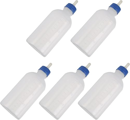 POPETPOP Biberón para mascotas, 5 unidades, 4.1 fl oz, botella de lactancia para perros, gatos, botella de enfermería para bebés, biberón de cordero