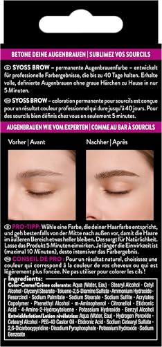 Syoss Augenbrauen Kit Augenbrauenfarbe 5-1 Hellbraun Stufe 3 (17 ml), Augenbrauen färben für einen natürlichen Look und ein langanhaltendes Ergebnis
