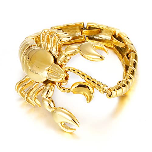 Rock Men Women 18K Gold Stainless Steel Scorpion Bracelet Black Bike Biker Animal Cuff Bangle Wrist Jewelry Silver Polished