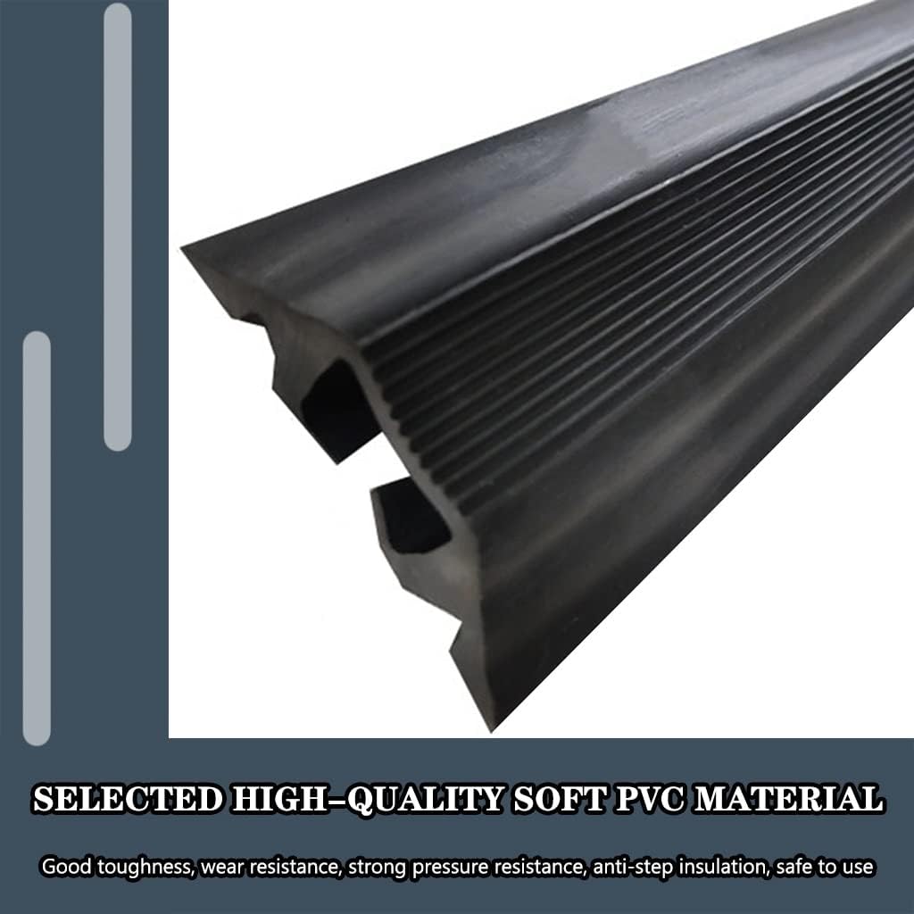 Floor Cord Cover Construction Site Anti-Stepping Floor Cord Management, Easy to Install/Cut Soft PVC Wire Cover for Floor, Cord Cavity-1.4 * 1cm/0.6 * 0.4inches
