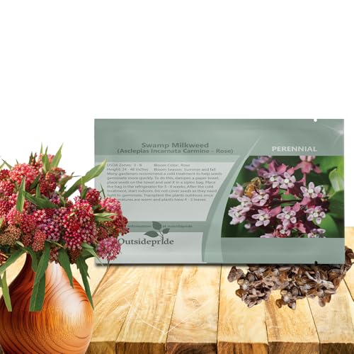Outsidepride Carmine Rose Swamp Milkweed Seeds - 500 Pcs Perennial, Heat & Humid Tolerant, Pollinator-Friendly Wildflower Seeds, Ideal for Monarch Butterflies, Cut Flowers, Borders, or Meadows