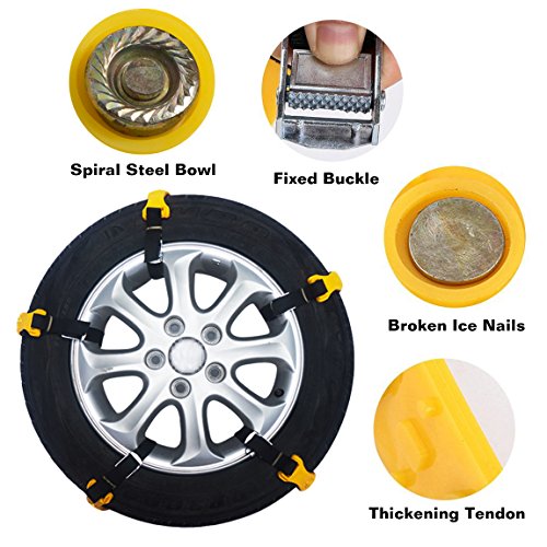 Snow Chains Car Anti Slip Tire Chains Adjustable Anti-Skid Chains Car Tire Snow Chains Fits for Most Car/SUV/Truck-Set of 10 Width 185-295mm/7.2-11.6'' (snow chains)