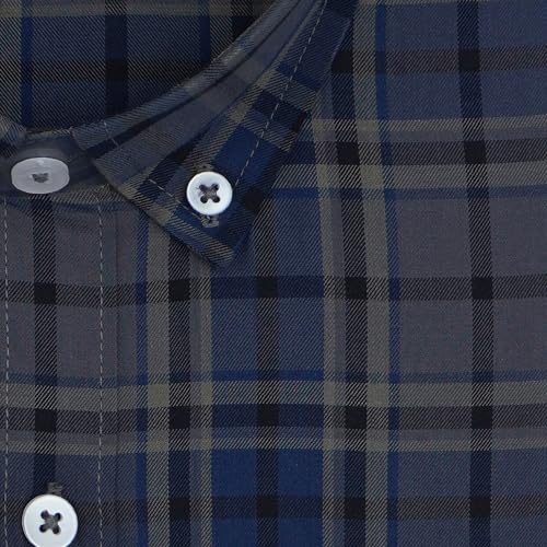 Image of GHPC 100% Cotton Plaid Checks Full Sleeves Regular Fit Formal Shirt for Men
