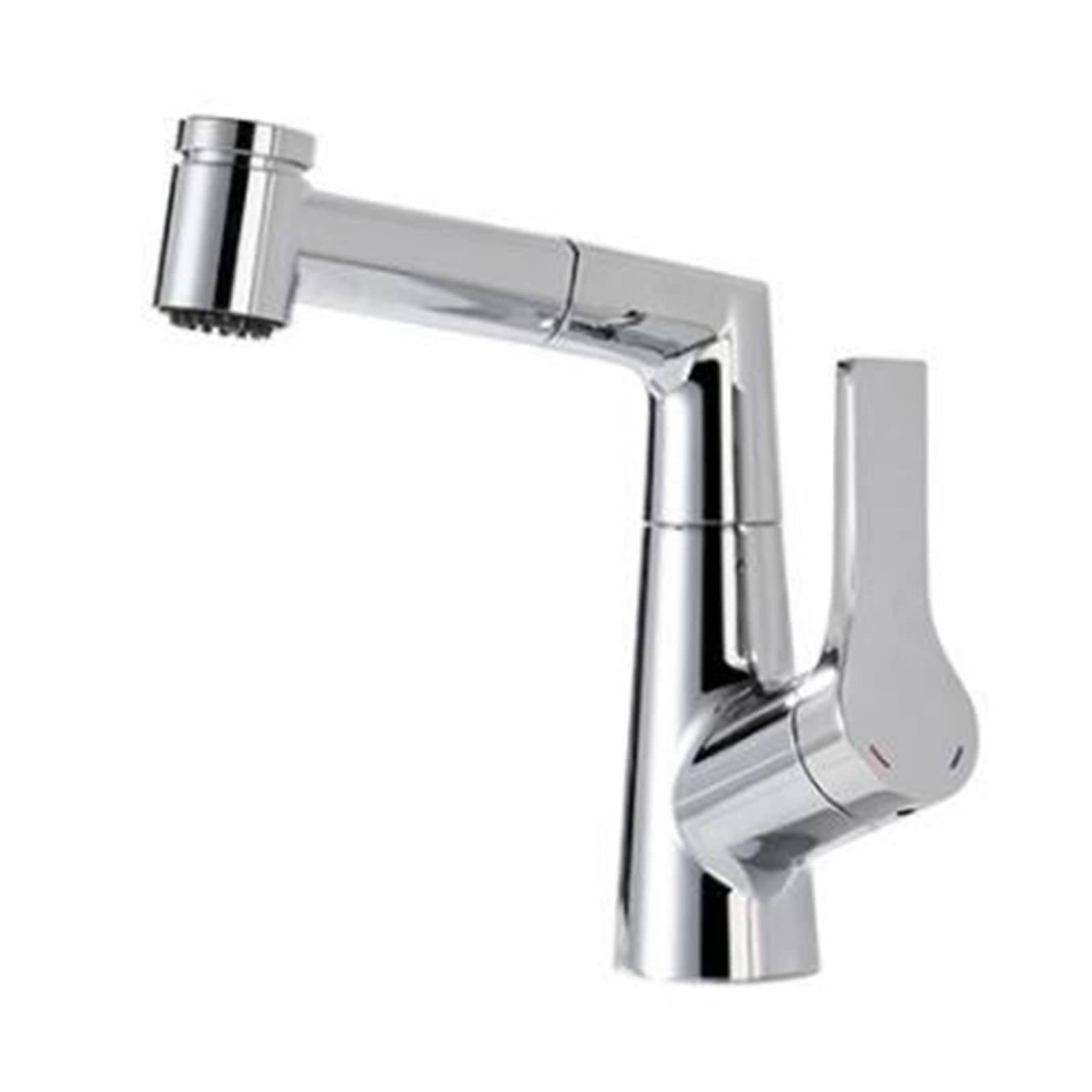 Grifo monomando de lavabo con ducha extraíble cromado de latón para agua fría y caliente 4