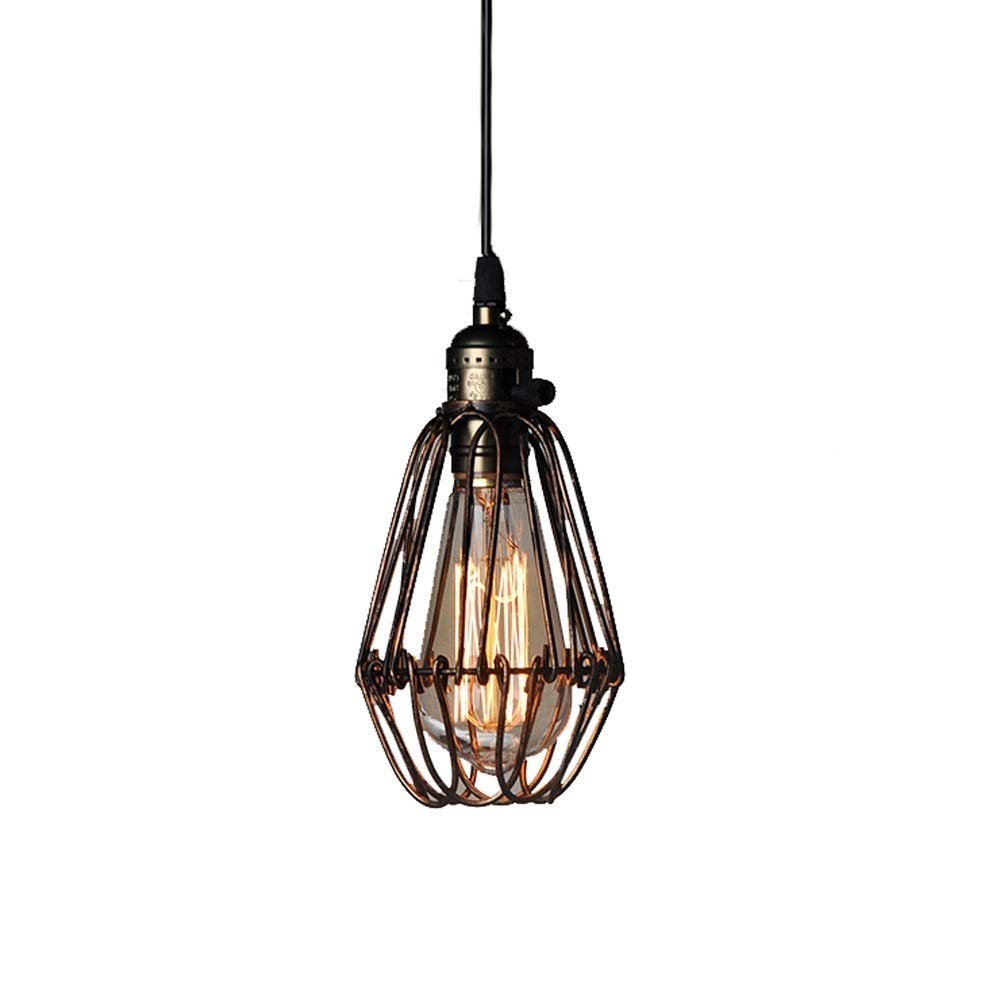 GHBSDNEPP Mini Industrial Metal Light, Vintage Retro Metal Cage Ceiling Hanging Lamp, E27 Edison Suspension Lighting Fixture for Loft, Hallway, Corridor,