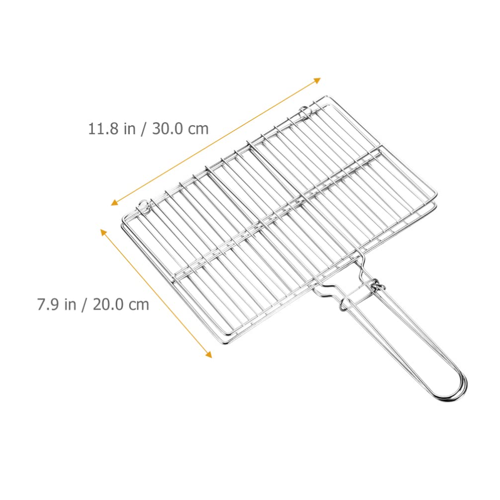 Kichvoe Griglia per agnello, griglia per pesce, in acciaio inox, antiaderente, accessori per carne, bistecca, gamberetti, verdure, braciole, falò, attrezzatura da cucina